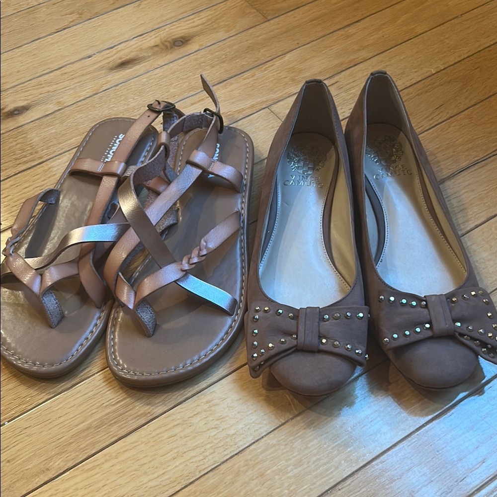 Sonoma Sandals w/Straps and Buckle & Vince Camuto w/ gold embellishments.